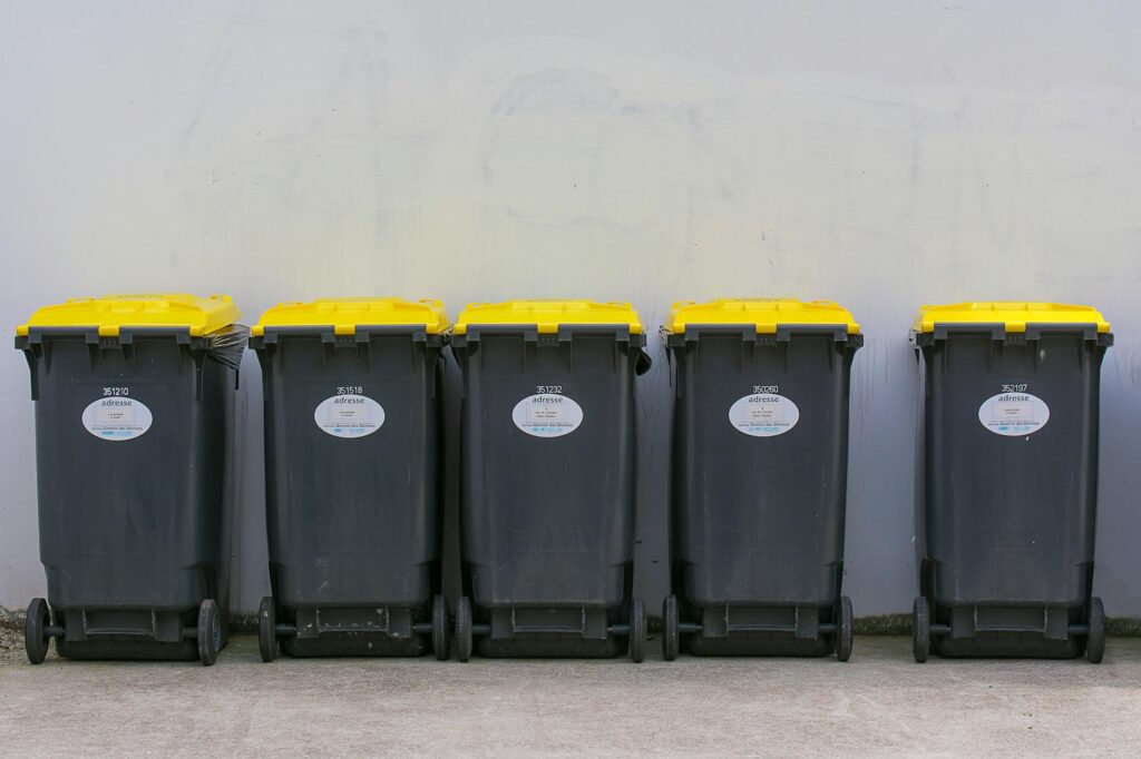 organized rubbish bins