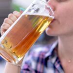 person drinking water morning