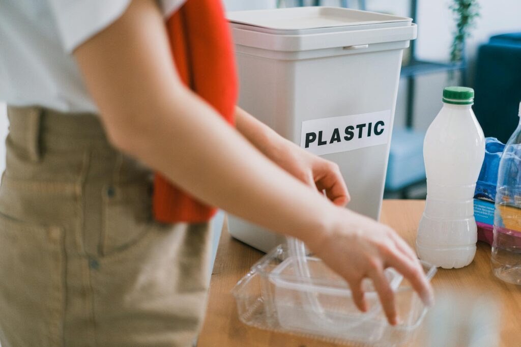 woman sorting household waste